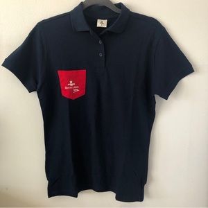 Estrella Damm Barcelona 1876 Navy Knit Polo‎ w/ Red Pocket 100% CottonSz M- NWOT